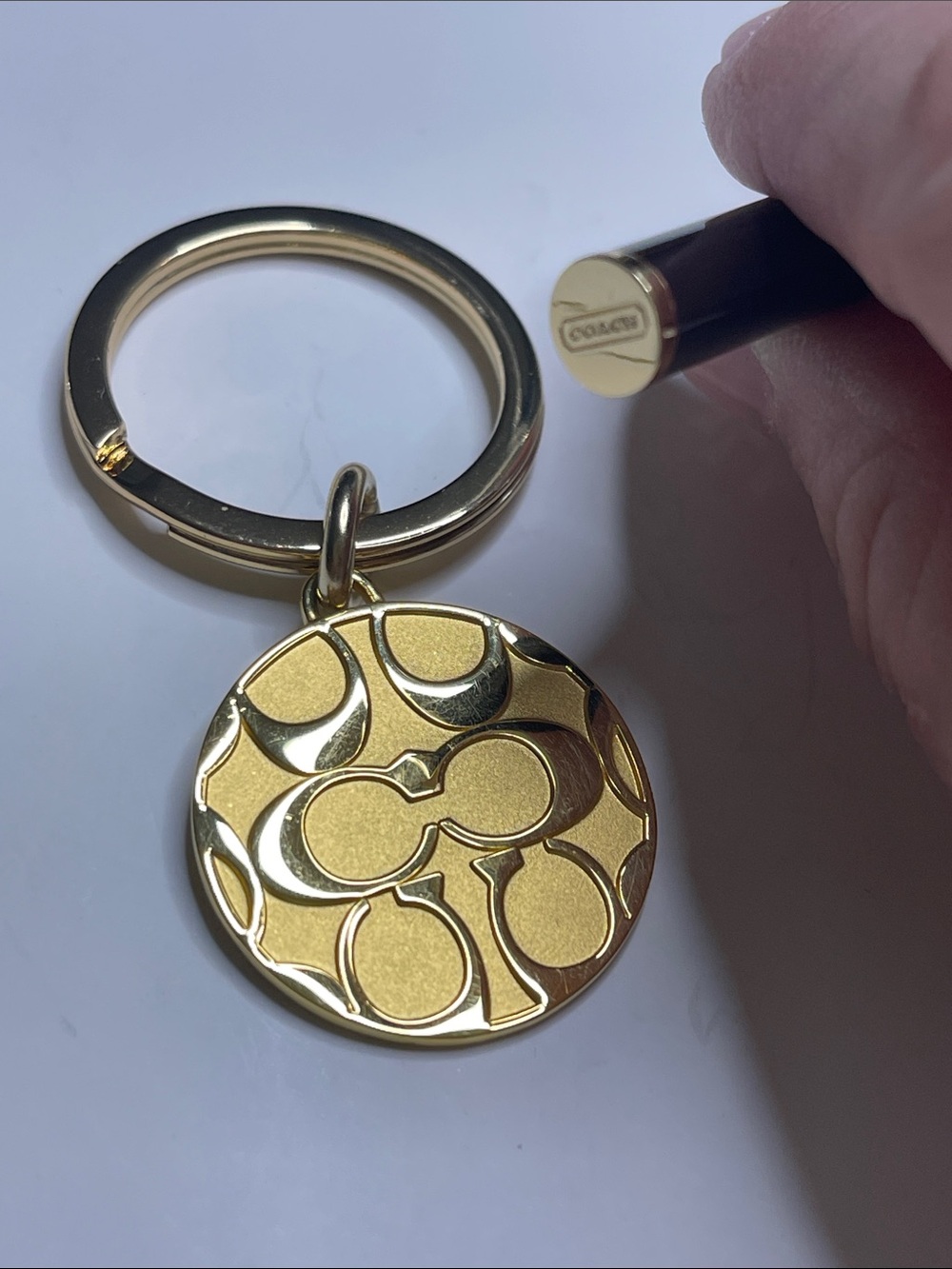 Coach Black Pen and Gold Coach Logo Keychain - Picture 3 of 6